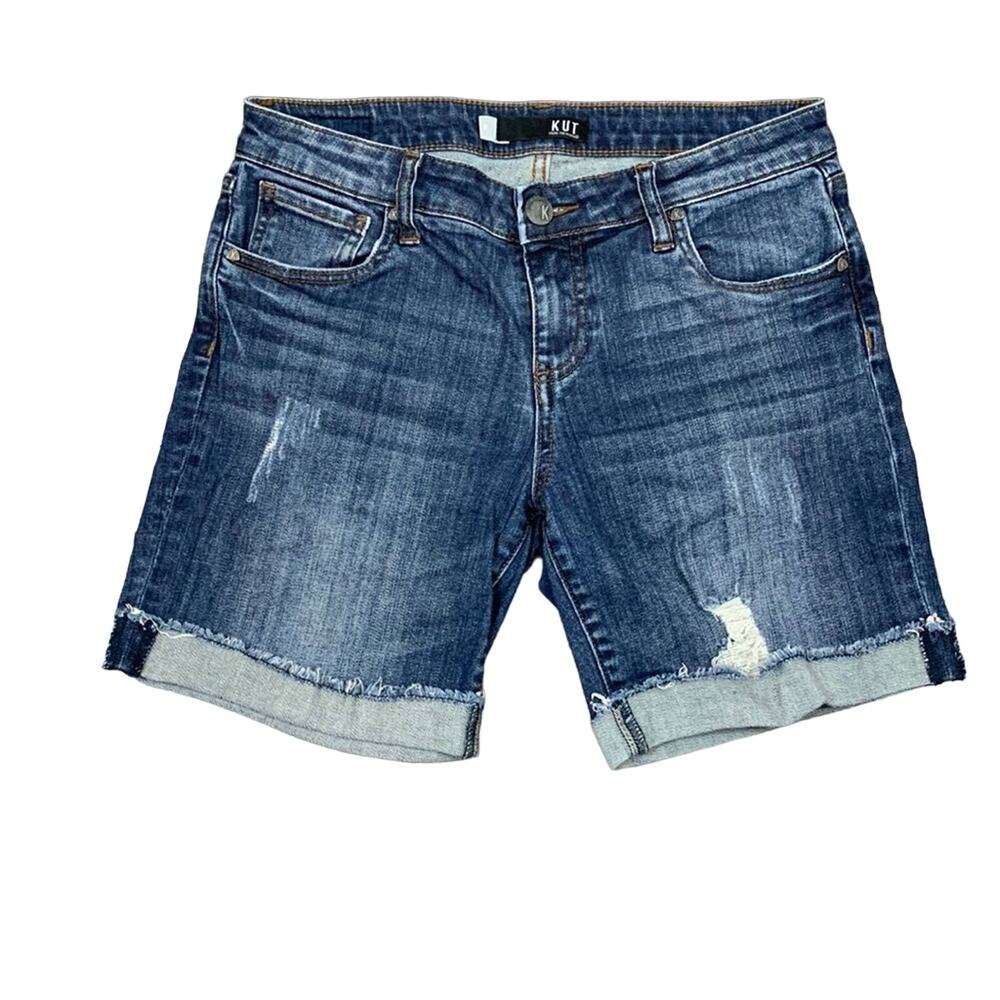 Kut from the Kloth Catherine Boyfriend Cutoff Cuffed Distressed Jean Shorts